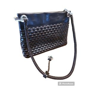 Brighton Woven Leather‎ Crossbody Purse. Beautiful Metal Hardware